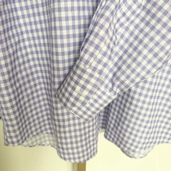 Neiman Marcus Men's Purple Gingham Check Classic Fit Button-Up Dress Shirt 16.5 - Picture 4 of 8